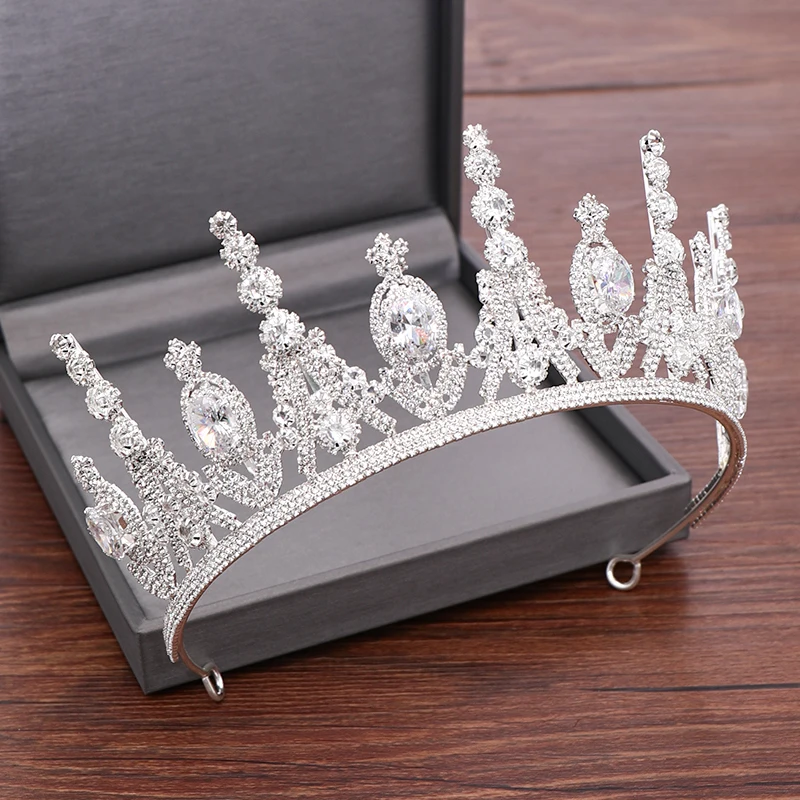 Новейшие Стразы невесты тиары и короны свадебные аксессуары для волос свадебная корона серебряного цвета Свадебная Хрустальная Тиара головной убор