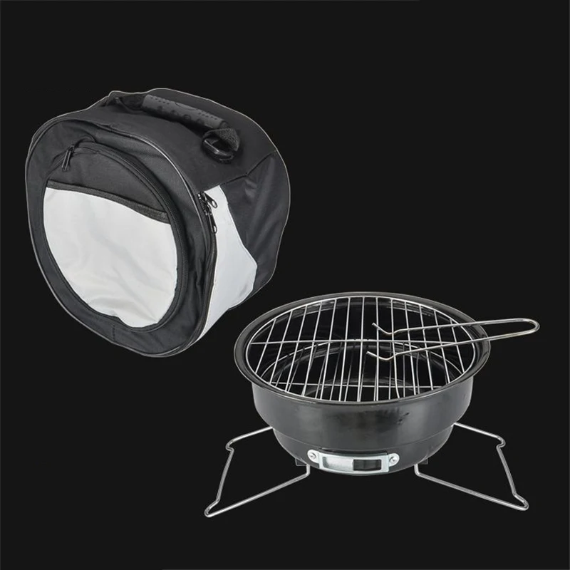 Enamel Portable Mini Ice Bag Barbecue Grill Insulation Ice Bag Coal Grill Household Outdoor Camping Portable bbq Round Grill