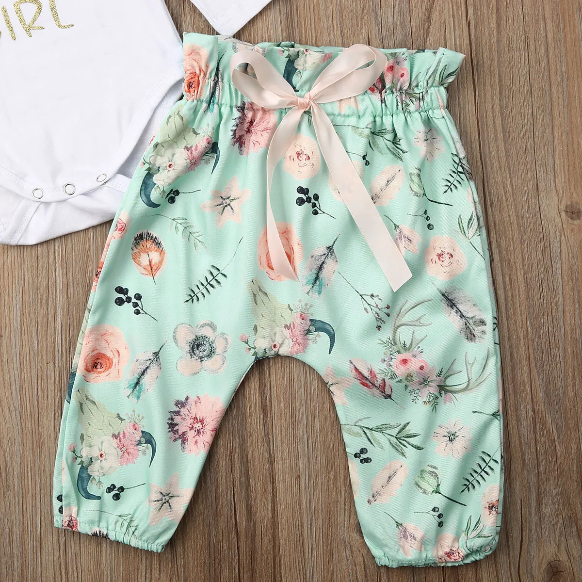 Emmababy милая детская одежда для маленьких девочек с длинными/короткий рукав с принтом букв, топы + длинные брюки с цветочным принтом наряды