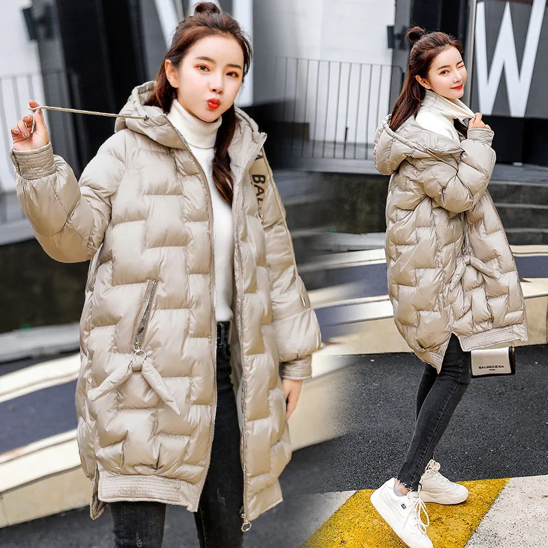 

Mid-length Slim Fit 2018 Winter New Style Fashion Long Sleeve Fashion Long Convention Solid Color Cotton-padded Clothes