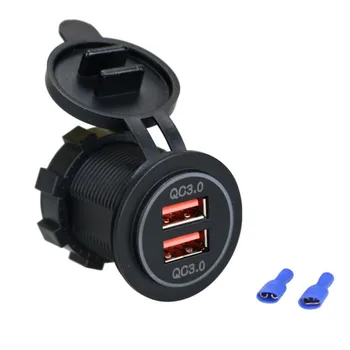 

Balight 12/24V QC3.0 Dual USB Port Motorcycle Car Charger Socket for Mobile Cell Phone Dual USB Charger 2 Port Power Socket
