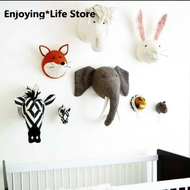  Wall Mount Stuffed Soft Toy Animal Head - Zebra - Elephant - Bedroom Decoration Eco-Friendly Stuffe - 4000549818759