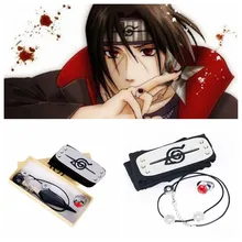 Anime Harajuku NARUTO cosplay Uzumaki Naruto Uchiha Itachi Props scarf+Ring+Necklace+Weapon 4 Piece Set 1:1 Dress Accessories