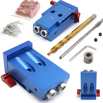 

Mini Style Pocket Slant Hole Jig Kit + Step Drilling Bit Wood Work Tool Set