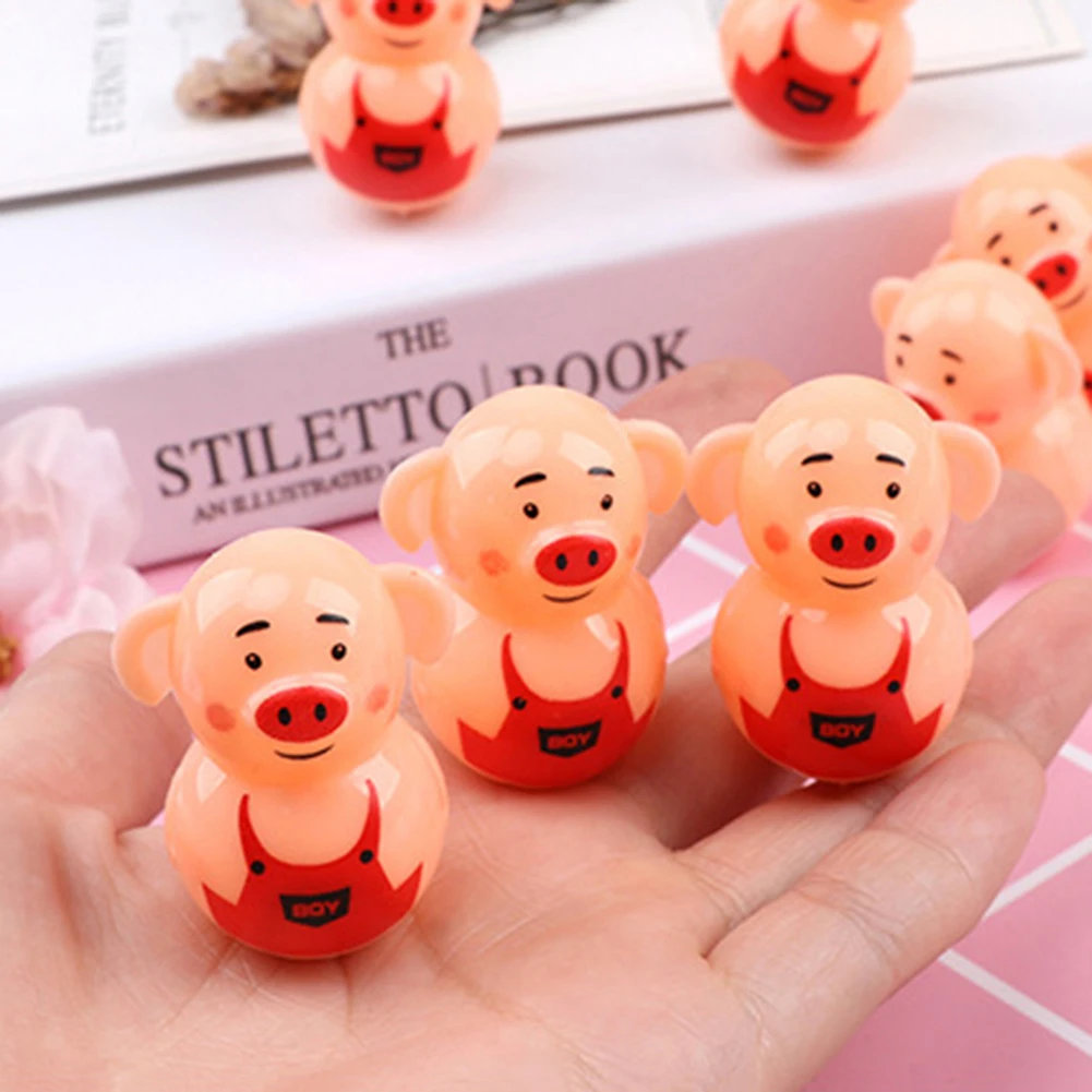 5Pcs Cute Pig Tumbler Toy Party Bag Filler Favors Gift Kids Education Toy Gadget 3