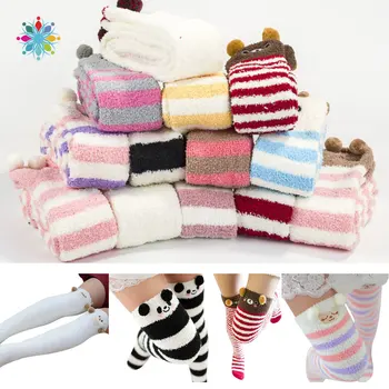 

2020 Cartoon Cute Women Socks Bear Animal Girls Cotton Socks Knee High Long Leg Warmers Cute Socks Soft Socks