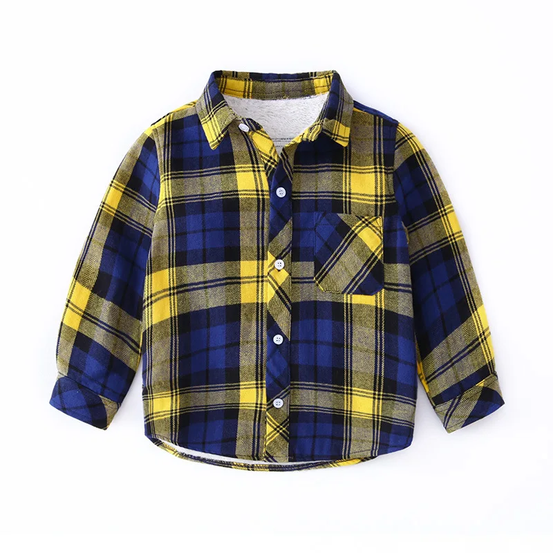 kids sweatshirts Клетчатая рубашка для малышей Зимние теплые рубашки для мальчиков, детская блуза в клетку для маленьких девочек, теплое бархатное хлопковое пальто - Цвет: kids sweatshirts