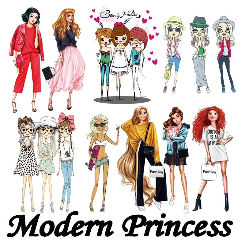 Parches modernos para niña, parches térmicos para ropa, pegatinas para planchar, parche lavable para camiseta, apliques D|Parches| - AliExpress