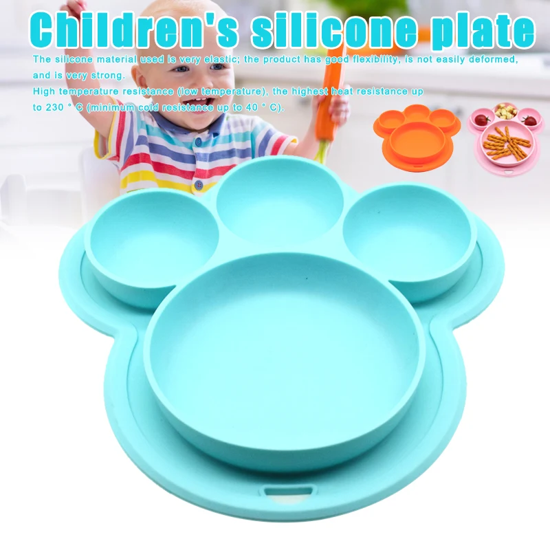 Kids Silicone Bear Paw Dinner Plate Feeding Bowls Tableware with Hanging Hole SLC88 | Дом и сад
