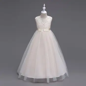 

High-waisted lace princess dress mesh gauze dress children's wedding flower children's costume host evening dress piano costume