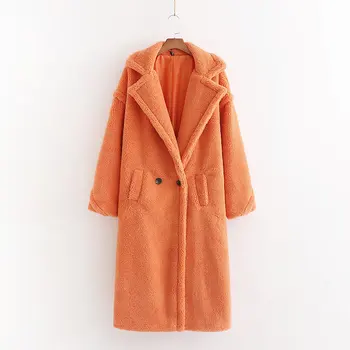 

Autumn Winter Women Orange Teddy Coat Stylish Female Thick Warm Cashmere Jacket Casual Girls Streetwear