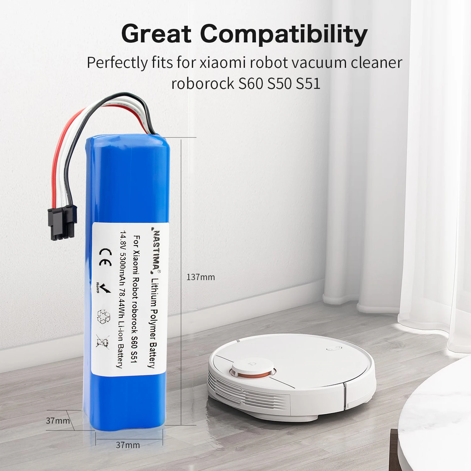 Nastima 5300MAh Lithium Ion (Li-ion) baterai untuk Xiaomi Mijia