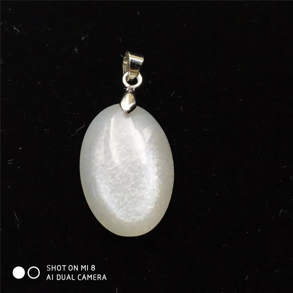 

Natural Grey Moonstone White Light Pendant 22x15mm For Women Men New Gift Water Drop 925 Silver Crystal Necklace AAAAA