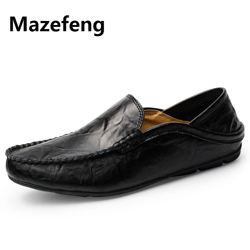 

2019 New Men Shoes Casual Genuine Leather Mens Loafers Moccasins Designer Slip on Boat Shoes Classical Plus Size 38-46