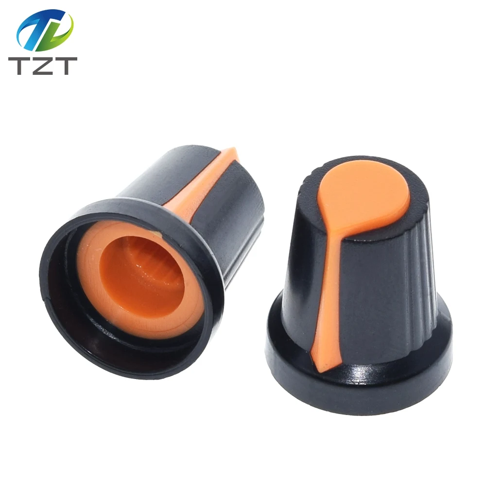 25PCS/lot WH148 potentiometer knob cap(copper core) 15X17mm 6mm Shaft Hole AG2 Yellow Orange Blue White Red 5value*5PCS=25PCS potentiometer knobs