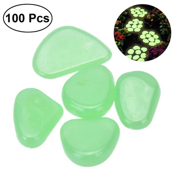 

100pcs Luminous Cobblestones Pebbles Stones Glow in the Dark for Aquarium Fish Tank Gravel Decorations For Garden Yard (Blue)