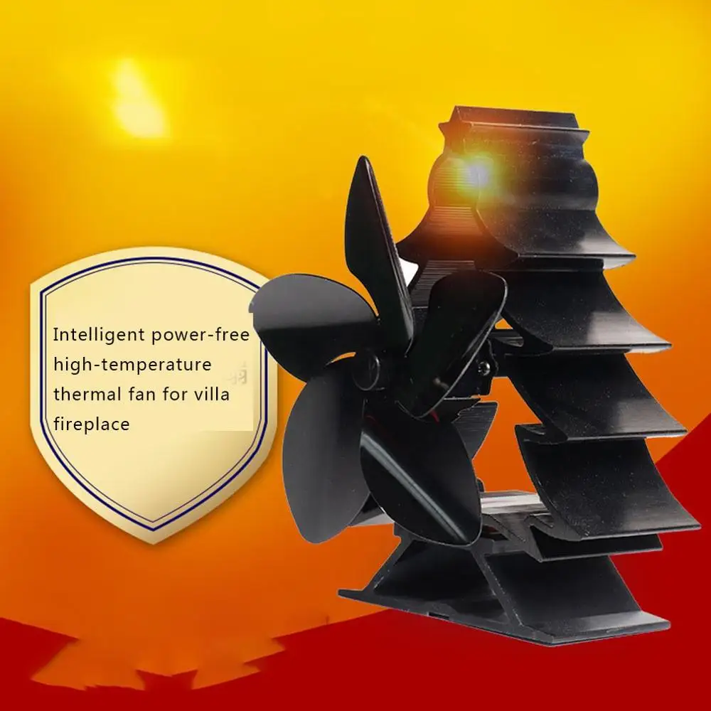 Villa Fireplace Fan Black High Temperature Heat Fan Smart Energy Saving And Environmental Protection Fireplace Fan