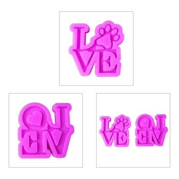 

Crystal Epoxy Resin Mold Shiny Heart with Bear Paw Shape Keychain Silicone Mould