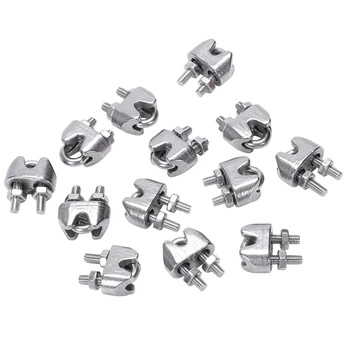 

2mm 1/16 Inch Stainless Steel Wire Rope Cable Clamp Fastener 12pcs