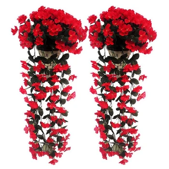 

Artificial Wisteria Vine Fake Flowers Hanging Plant Wall Home Balcony Basket Decor Pack of 2
