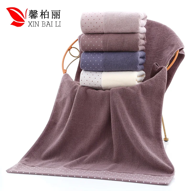 

Pure Cotton Polka Dot Bath Towel Plain Color Jacquard Interrupted Gift Business Bath Towel Covers Packet Inspection
