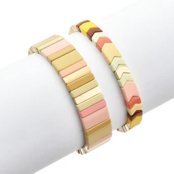 ZMZY Spring Rainbow Enamel Tile Bracelets for Women Pulseras Mujer Moda 2021 Bracelet Bohemian Corlorful Bileklik Jewelry Gift