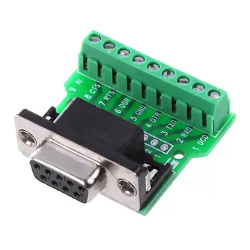 

DB9 RS232 Serial to Terminal Female Adapter Connector Breakout Board Black+Green