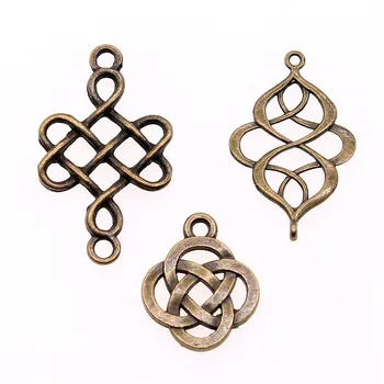 

20pcs Chinese Knot Charms Pendant For Jewelry Making Antique Bronze Plated Alloy Knot Charms Connector