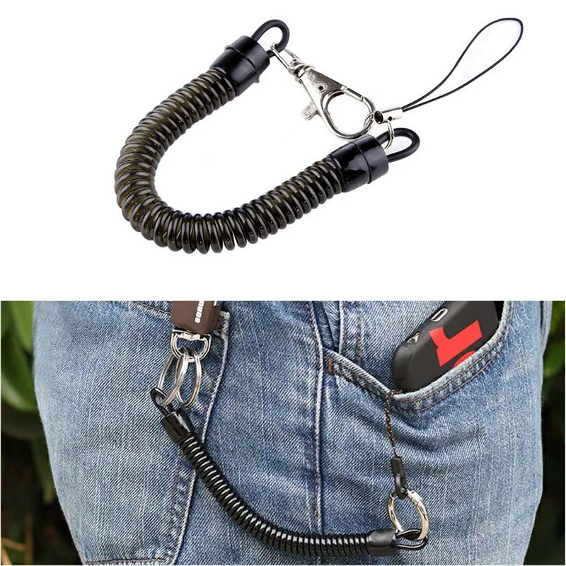1Pc Spring Coil Keychain Spiral Retractable Theftproof Anti-Lost Stretch Cord Safety Key Ring Lobster Clasp Hook for Keys Wallet whistle keychain key chain clip keychain tool keychain carabiner key ring