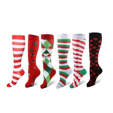 Рождественские чулки, высокие эластичные, унисекс, дышащие, компрессионные, для защиты ног, чулки, для фитнеса, футбола, формирователь ног, чулки