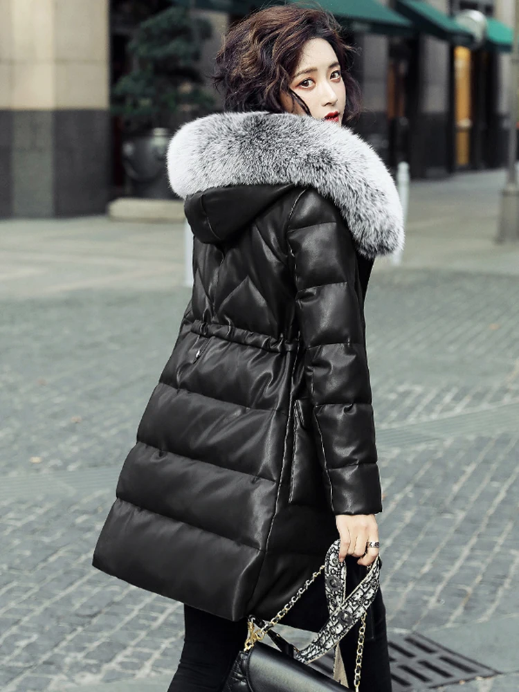 Ladies Real Fox Fur Clothing Winter Warm Coat Thicken Jacket Outwear parka coat 