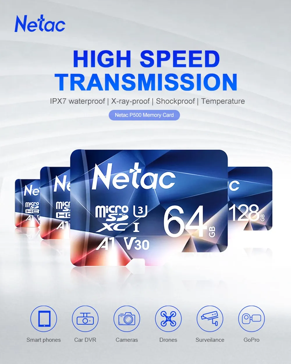 Netac P500 A1 Memory Card 64GB 32GB 16GB 100MB/S Microsd TF/SD Card Class10 UHS-1 Flash Card Memory 32 GB Micro SD Card Hot sale