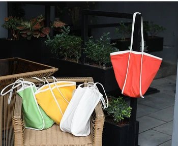 

French Chic Canvas Handbag Women Teenager Big Capacity Fabric Tote Bag Female Casual Leisure Candy Color Shopping Top-handle Bag