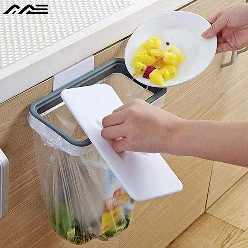 Kitchen Cabinet Door Trash Rack Hanging Storage Rack Trash Bag Hanger Kitchen Trash Can Plastic Bag Holder Storage Bag kitchen