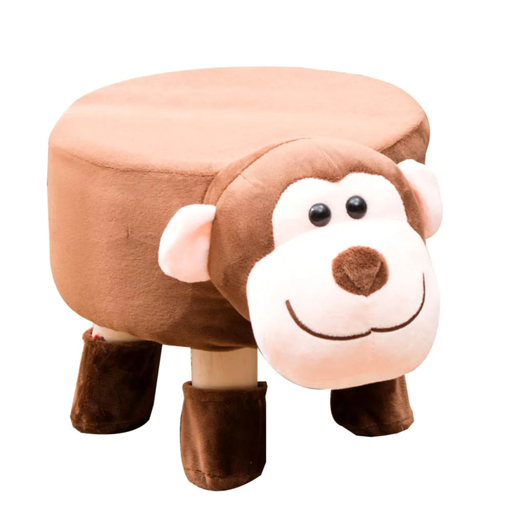 

Wooden Small Stools Home Sofa Stool Cloth Art Living Room Tea Table Cute Animals Kids Stool Cartoon Small Bench for Home Decor