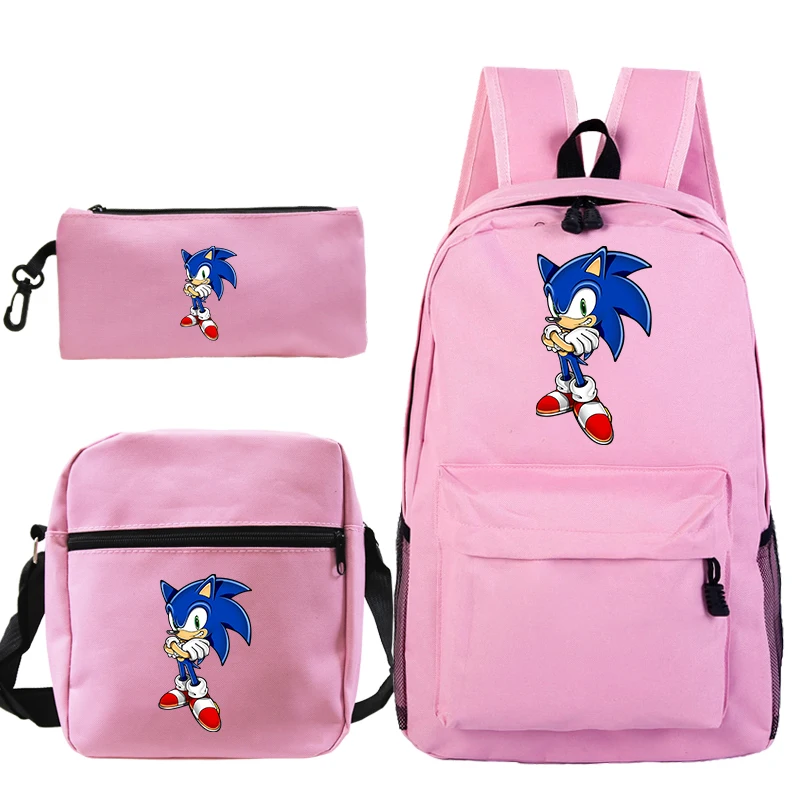 Plecak Mochila Sonic рюкзак с ежом Sac Dos аниме хип хоп 3 шт./компл. пенал книжный рюкзак школьный сумки для девочек-подростков - Цвет: 1