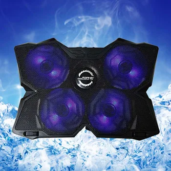 

Besegad Dual USB Adjustable Wind Speed Notebook Computer Stand Anti-slip Cooling Pad Cooler with 4 Fans for 14-15.6 inch Laptop