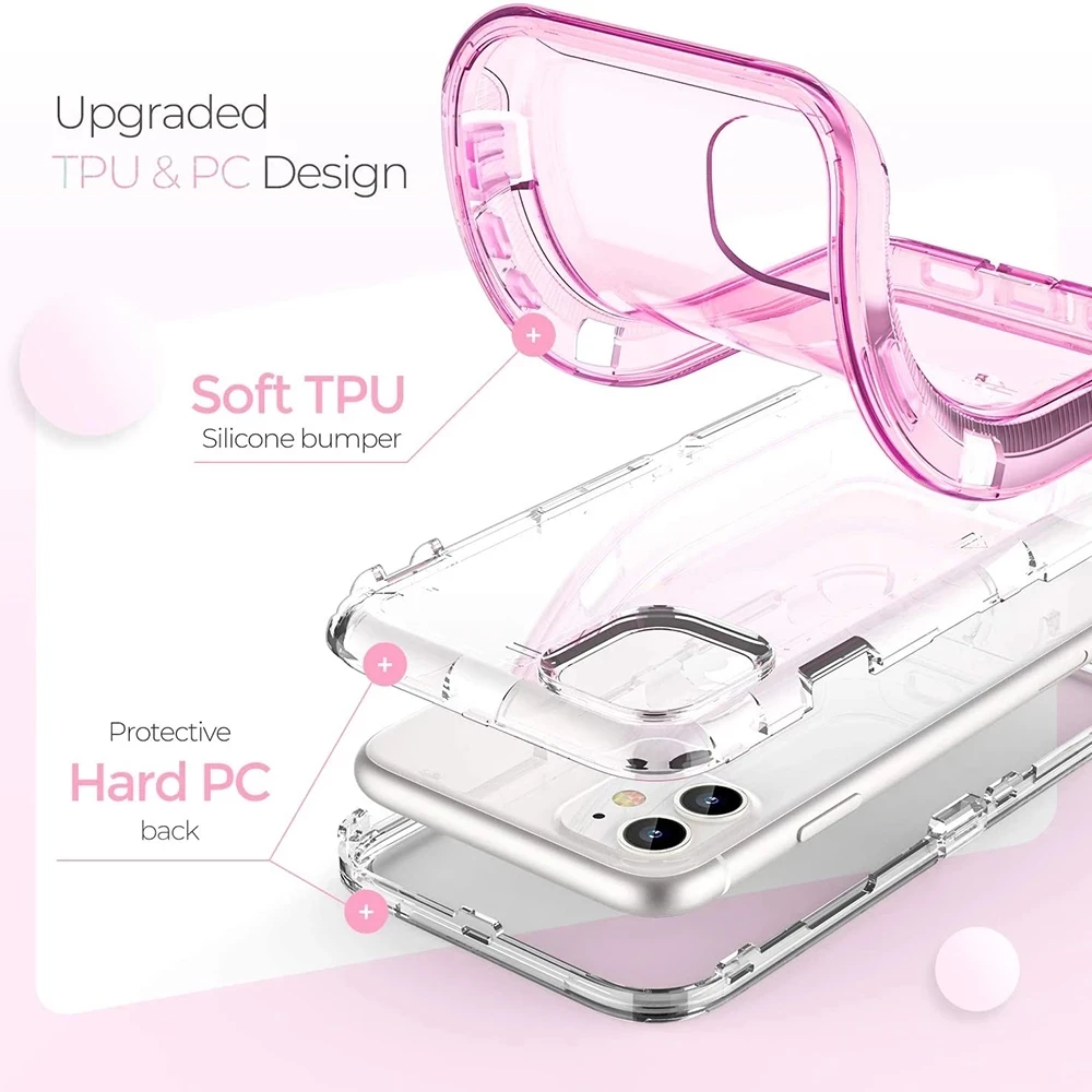 Hybrid Heavy Duty Dust Case For iPhone 16 15 13 11 12 14 Pro Max XSMAX XR XS SE 6 7 8 Plus Transparent Shockproof Armor Cover 3