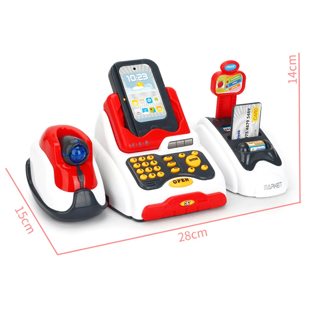 24Pcs/Set LED Music Shop Cash Register Scanner Food Model Pretend Play Kids Educational Toys for Children Gift