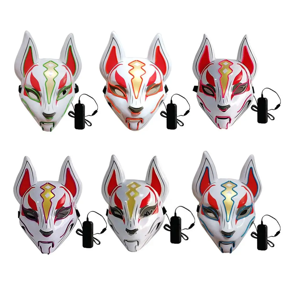 

2020 NEW Fox Full Face Neon Mask Light Led Mask Halloween Party Masque Masks Glow In The Dark Horror Mask Glowing Masker Purge