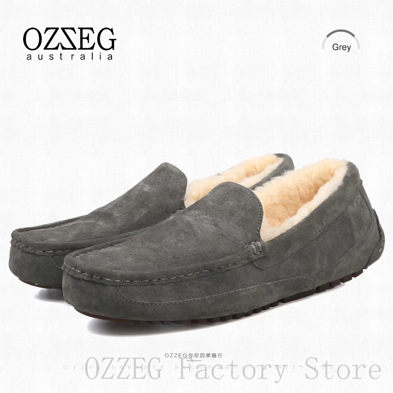 OZZEG; Роскошная брендовая дизайнерская обувь; Мужская зимняя обувь из натуральной кожи на плоской подошве; австралийская подкладка из натуральной овечьей шерсти; лоферы; Повседневная обувь; Мокасины