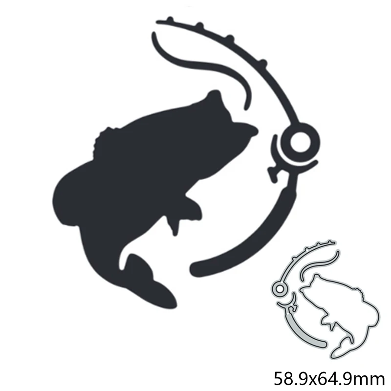 

Fishing Rod and Fish Metal Cutting Dies For DIY Scrapbook Cutting Die Paper Cards Embossed Decorative Craft Die Cut New