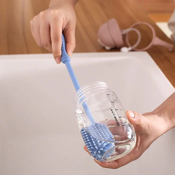 

Kitchen With Hanging Hole Home For Baby Soft Silicone Water Cup Anti Slip Washing Bottle Cleaning Brush Long Handle Vase