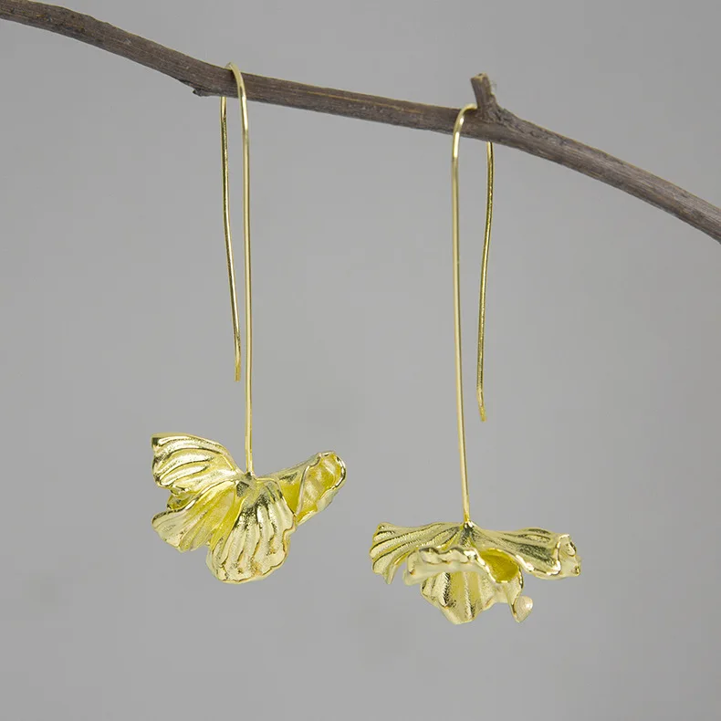 

INATURE 925 Sterling Silver Elegance Poppy Flower Earring Asymmetric Dangle Earrings for wedding party Christmas gift