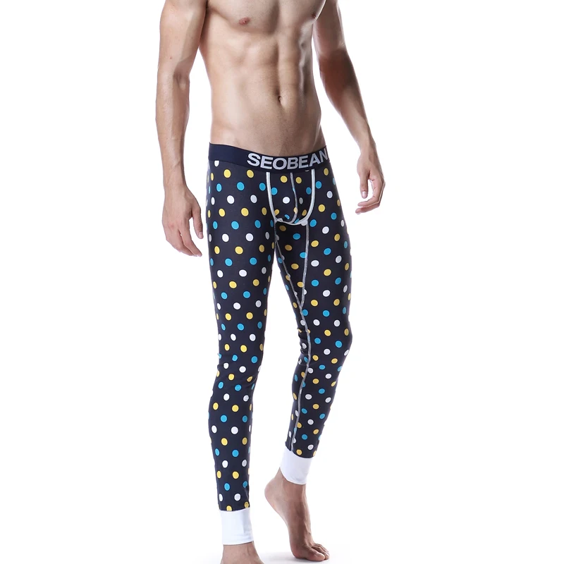 Ceny SEOBEAN męska bielizna termiczna bawełniana w kratę legginsy kalesony rajstopy cieplejsze spodnie odzież zimowa spodnie do spania