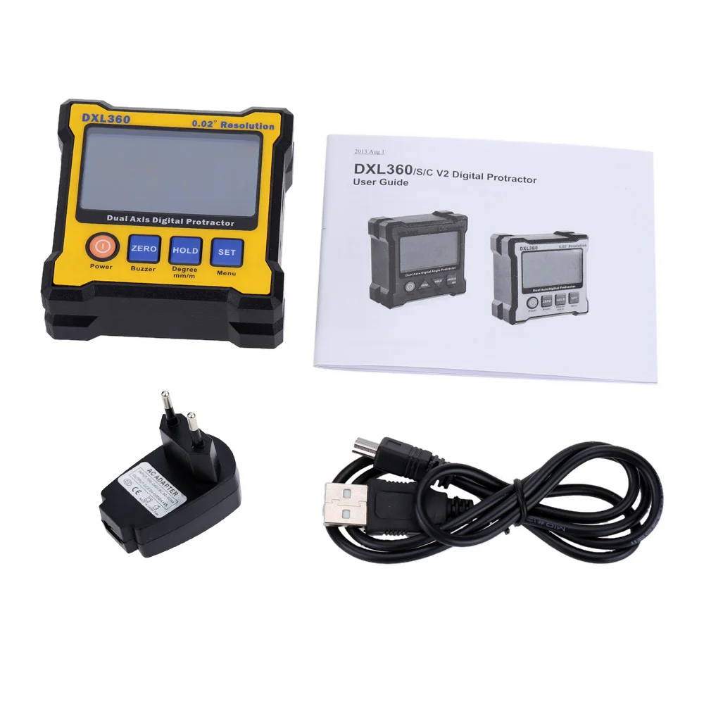 EU DXL360 Dual Axis Digital Angle Protractor 5 Magnetic Base High-Precision Dual-axis Digital Display Level Laser 100-240V 50-60Hz - Цвет: EU