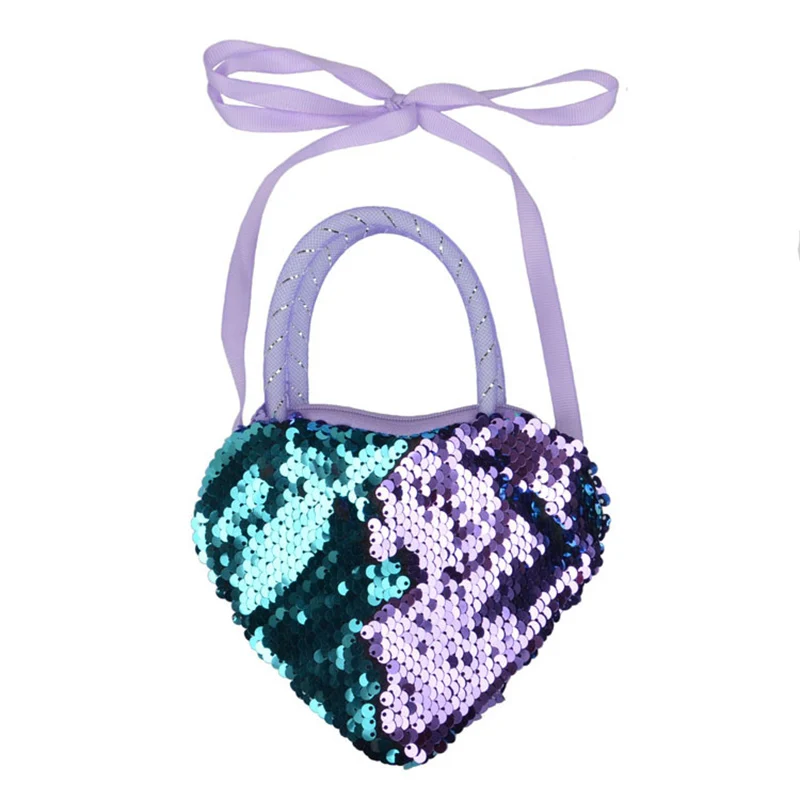 Корейский стиль; детская сумка через плечо для девочек; милая сумка через плечо с блестками и узором в виде сердца; сумка-мессенджер - Цвет: D