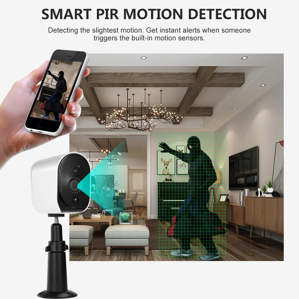 Беспроводная Wi Fi камера 1080P с низким энергопотреблением аккумуляторная
