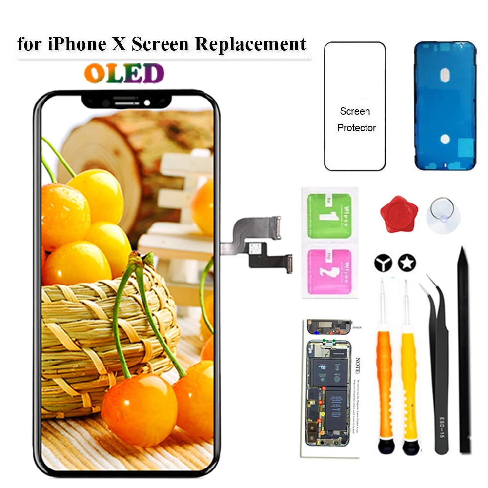 

JPUNG Screen Replacement for iPhone X OLED 5.8 inch [NOT LCD] Touch Screen Display Digitizer Repair Kit Assembly
