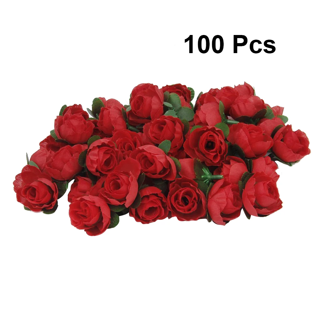 100 шт Искусственные розы голова красные искусственные розы букет цветок украшение DIY орнамент Розочка Моделирование цветок украшение свадьба